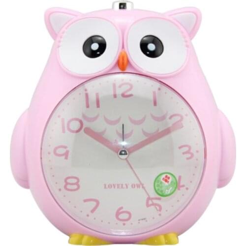 Creative Cute Cartoon Owl Alarm Clock with Night Light Bedside Silent Bedroom