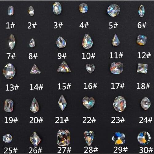 K9 Quality 30 Kinds SWA Nail Strass AB Crystal 3D Nail Art Decoration Rhinestones Crystals for Nails