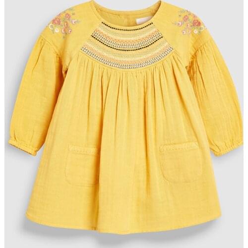 Little Maven Autumn Spring Brand Baby Girl Clothes Yellow Casual Cotton Toddler Applique Dresses for Kids 2-7 Years S0504