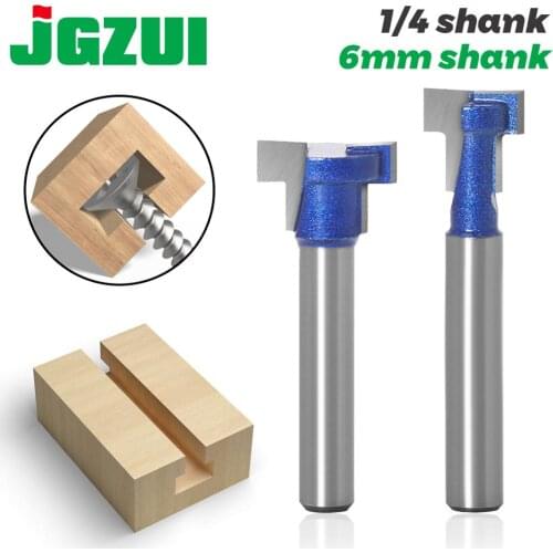 6mm 1/4inch Shank T-Slot Cutter Router Bit Set Key Hole Bits Hex Bolt T Slotting Milling Cutter for Wood Woodworking Tool