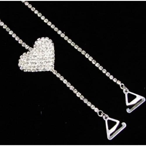 Wholesale rhinestone heart metal straps small acridine Lingerie strap shoulder strap with metal straps dense drilling