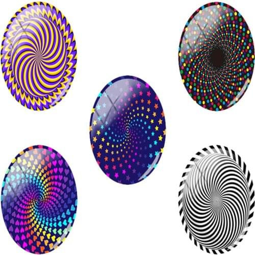 TAFREE 18x25mm Handmade Oval Glass Cabochon Dizziness Multi Themes pattern Beads Flatback Dome Jewelry s/lot XY01