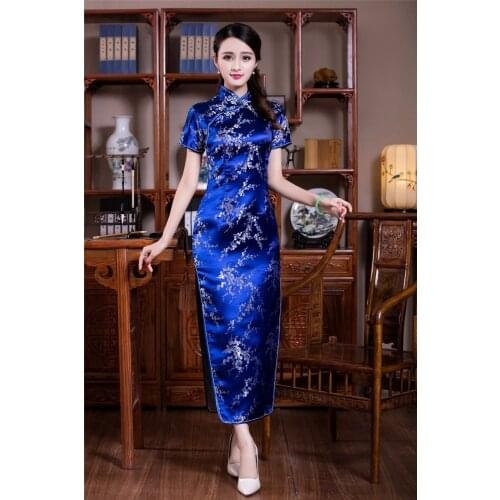 Shanghai Story Chinese Cheongsam Dress Long Floral Qipao Dress Vintage For Women National Trend Dress 3 Color