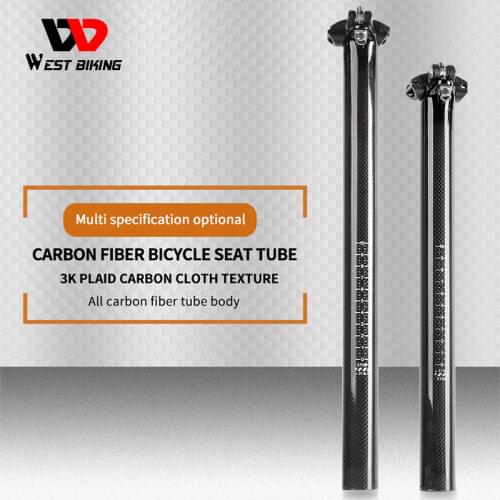 WEST BIKING 3K Carbon Bicycle Seatpost For Road MTB Mountain Bike Seat Post 27.2/30.8/31.6*350/400mm Bicycle Part Bike Seat Tube