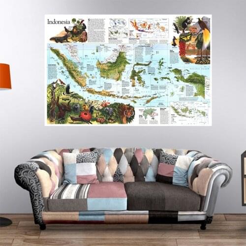 Non-woven Map of The World Wall Sticker Indonesia Peta 150x100cm Peta Peta Hiasan Dinding Sekolah Kantor Tahan Air Home Decor