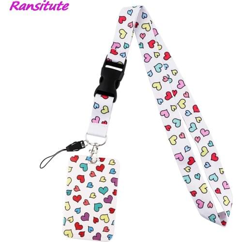 Ransitute R1863 Color Heart Painting Art Creative Lanyard Badge ID Lanyard Mobile Phone Rope Key Lanyard Neck Straps Accessories