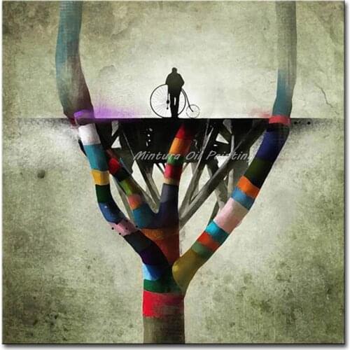 Hand Painted City Roots Modern Abstract Landscaoe Oil Painting On Canvas Wall Pictures Art Decorations For Living Room No Framed