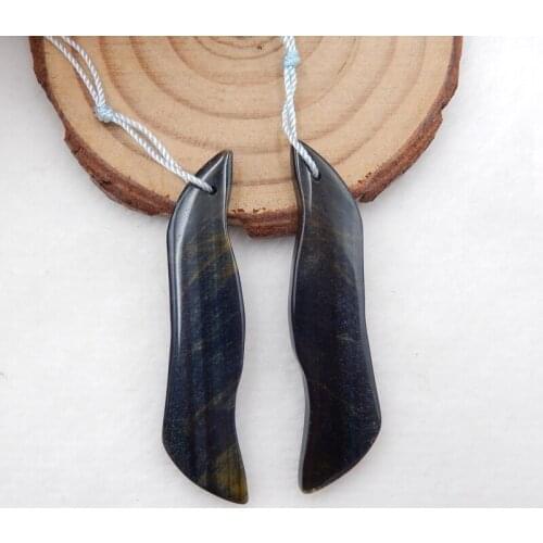 Natural stone Iron Tiger’Eye earring beads 50x11x4mm9g