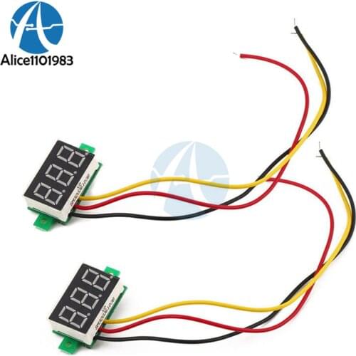 Blue/Red/Yellow/Green 0.28 Inch 2 Wire Mini DC Digital Panel Voltmeter Panel Mount Three Digit LED Digital Tube Adjustment