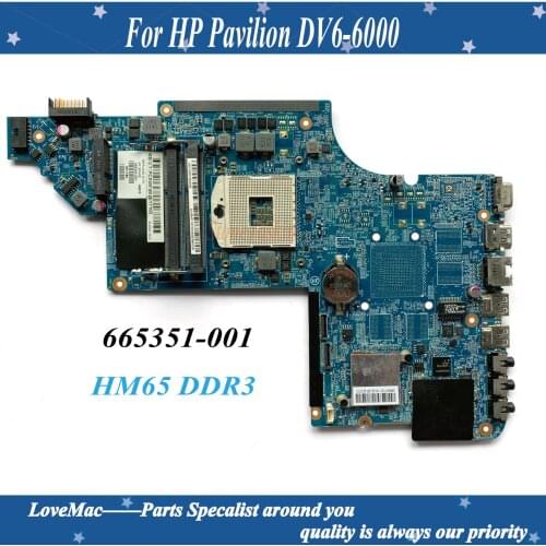 High Quality 665351-001 For HP Pavilion DV6-6000 Laptop Motherboard 665351-001 HM65 DDR3 100% tested