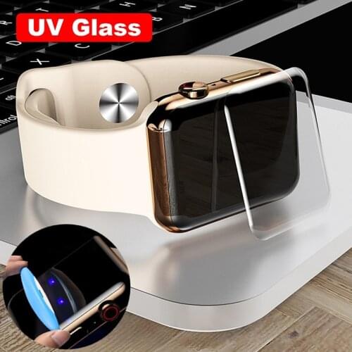 For Apple Watch Series 5 4 2 3 1 Screen Protector Full cover UV liquid glue glass Film for i Watch 44 42 40 38 mm Tempered Glass