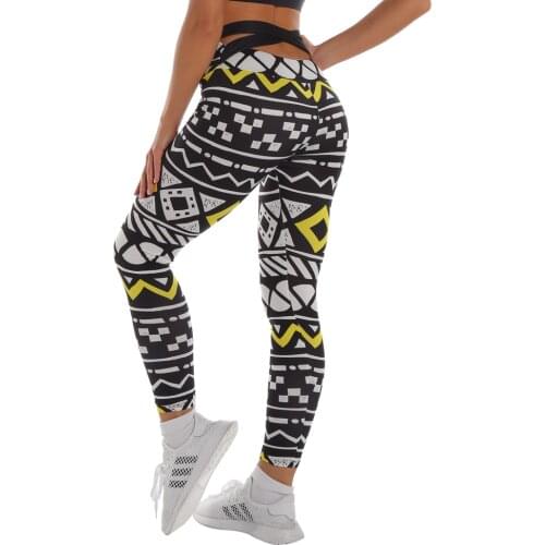 Zohra Bandage Woman Pants Workout Legging Aztec Printing Fitness Leggins High Waist Slim Legins Gym Leggings