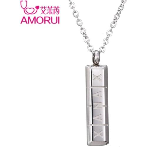 AMORUI Womens Pill Collier Femme Necklace Vertical ID Bar Necklaces & Pendants for Women Gold/Silver Color Jewelry Gift Bijoux