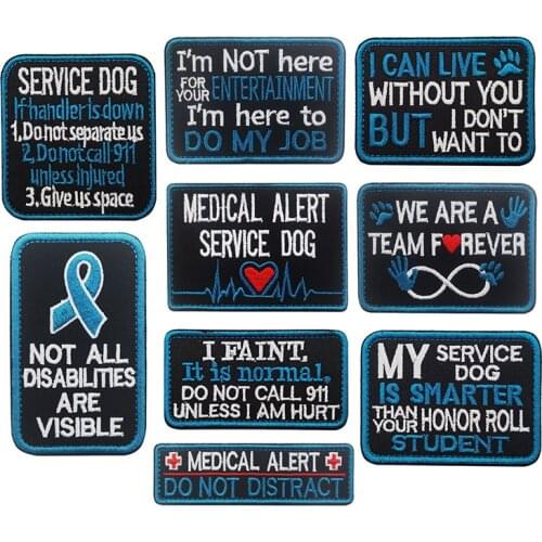 1 Pc 3D Embroidery Pet Therapy Training Working Dog Pet Carrier Vest Badge Medical Patch Service Dog Clothes Applique Blue
