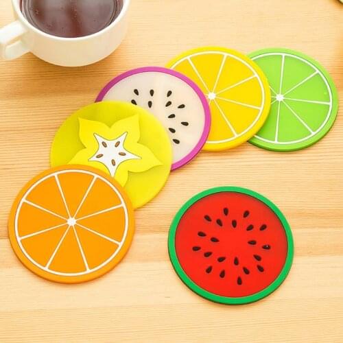 1 pcs Round cartoon jelly fruit shape cup mat antiskid insulation pad creative bowl pad colorful candy color fruit shape cup mat