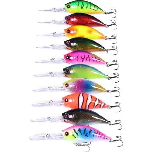 10pcs/lot 11cm 21g High Quality Deep Water Diver 1.8m-3m Fishing Lure Laser Artificial Hard Crankbait Bass Wobbler Treble Hook