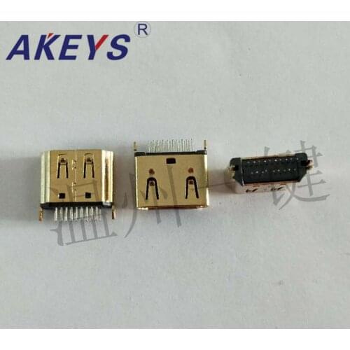 10PCS HDMI A Type Master 180 degree copper Gold HDMI socket straight plug 180 degrees A type A Master HD socket connector