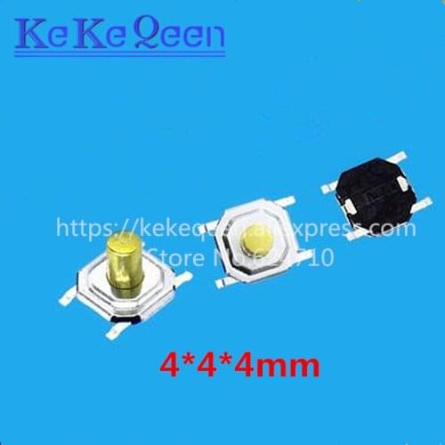 100PCS 4x4x4mm Push Button Switch Copper H=4.0mm 4*4*4mm 4*4*4mm SMD Micro Switch Tact Switch NEW 5.2x5.2x4mm