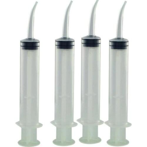 2017 New 4pcs Disposable Dental Irrigation Syringe With Curved Tip 12CC Impression Materials