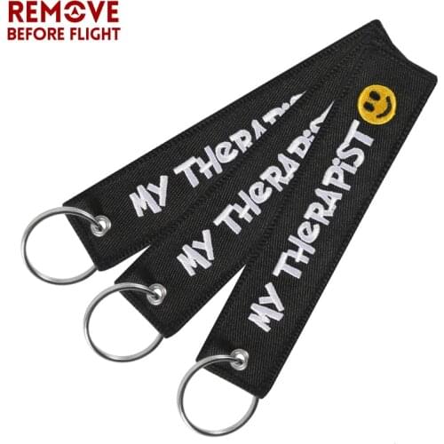 3PCS My Therapist Key Chains for motorcycles and cars Aviation Gifts Embroidery OEM Motorcycle Keychain Car keyring key llaveros