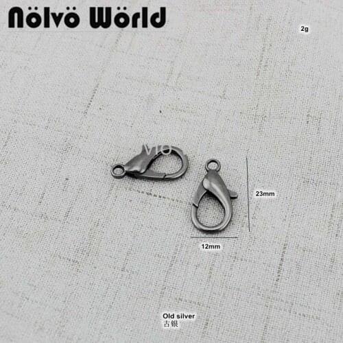 30-100pcs 23*12mm old silver lobster buckle,wholesale trigger snap hook for key ring bags chain clasp
