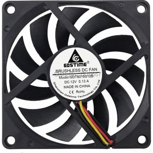 30 Pieces LOT Gdstime DC 12V 3Pin 80mm 80x80x10mm 8010S Brushless Cooling Fan