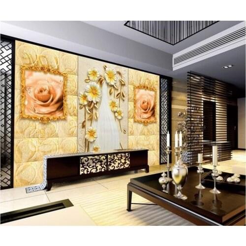 3d customized wallpaper Flower Sandstone Relief Background Wall Mural photo 3d wallpaper room modern wallpaper