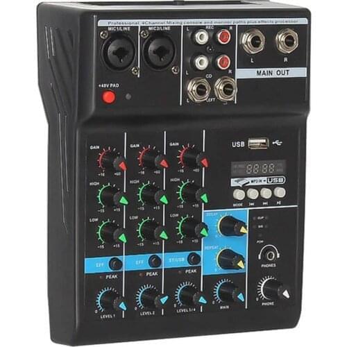 4 Channels Sound Card Mixing Console Digital Audio Mixer 48V Phantom Power For Broadcast Professional Audio Mixing Board 2021