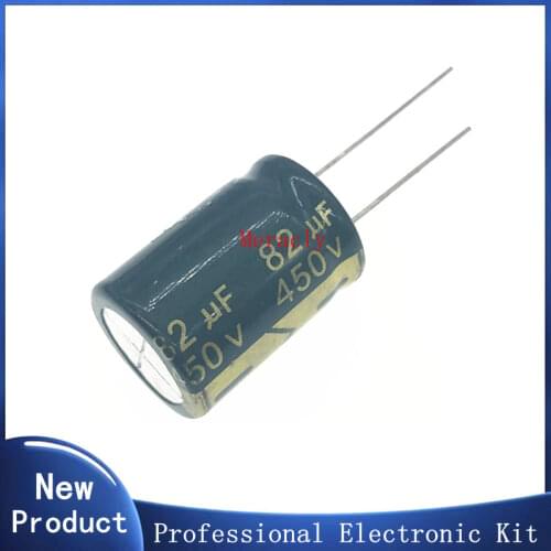 5pcs/lot 450v 82uf 450v82UF High Frequency Low ESR aluminum electrolytic capacitor size 18*25MM Tolerance 20% 20