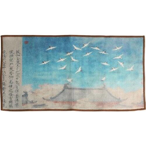 6pcs Chinese Tea Towel Printing Tea Cloth Napkin for Home Kitchen Tea House Water Absorption Tea Accessories Nice Gift