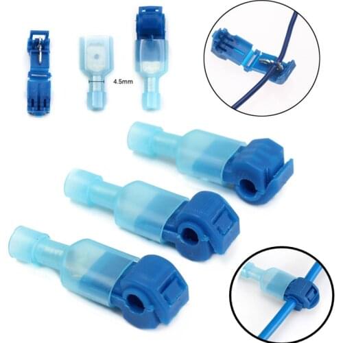 60X T-Tap Wire Connectors Self-Stripping Quick Splice Electrical Wire Terminals Insulated Male Quick Disconnect Spade Terminals