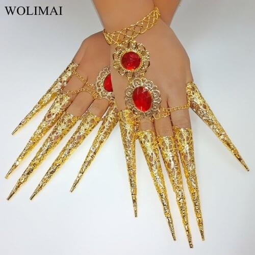 Bollywood Fingernails Accessories belly dance Bracelets Thousands Hands India Dancewear Dance Bracelets Gold Indian Jewelry