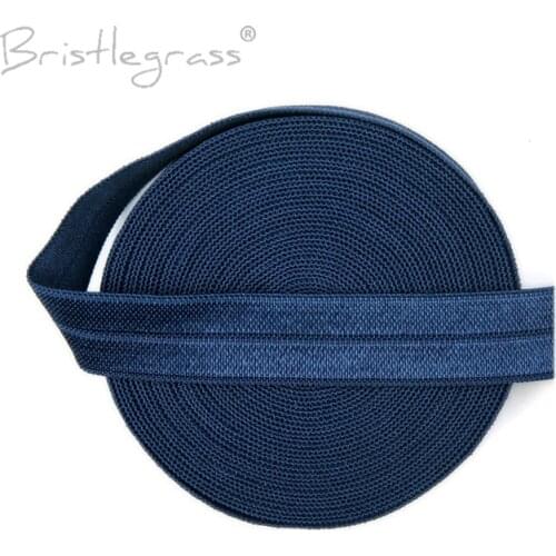 BRISTLEGRASS 5 Yard 5/8" 15mm Navy Color FOE Fold Over Elastics Spandex Satin Kids Hairband Headband Lace Trim DIY Sewing Notion