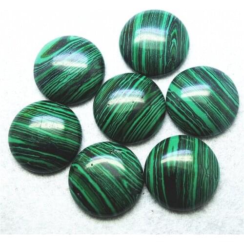 4PCS Hot Malachite Stone Cabochons Round Shape 25MM Semi Precious Beads DIY Accessories Wholesale Price Free Shipping
