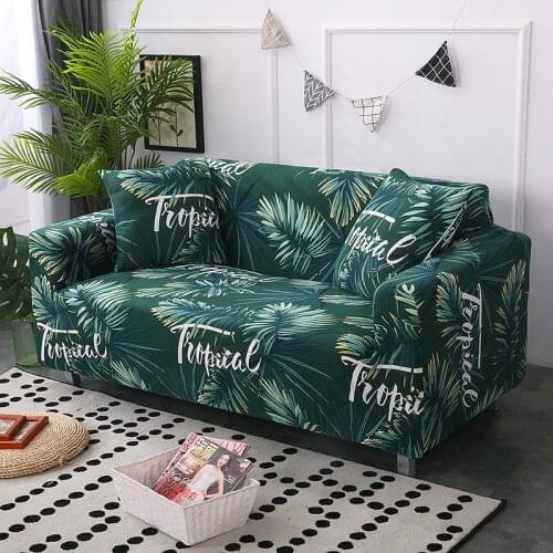 Green Plant Leaves Sofa Cover Elastic Corner Couch Covers for Living Room Chair Protector Slipcover Home Decor 1/2/3/4 Seater