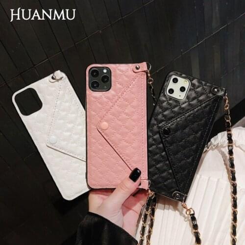 Solid Color Wallet Mobile Phone Case with Lanyard for iphone12 xr 11 xs max7 8plus mobile phone case