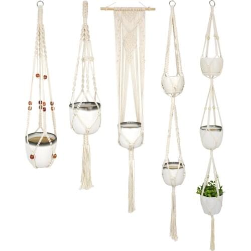 Flower Pot Woven Hanging Basket Net Bag Long Plant Fresh Home Gardening Woven Hanging Nasket Net Bag Plant Flower Pot Net Bag