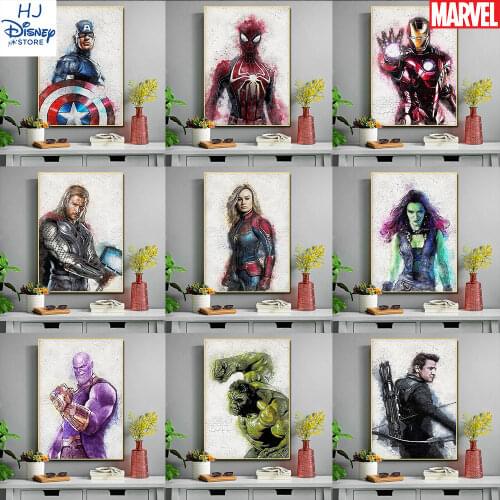 Bedroom Decor Watercolor Canvas Painting Marvel Avenger Super Hero Poster Captain America Cracked Background Wall Decor Picture