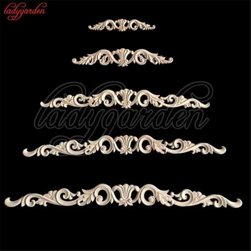 Decorative Woodcarving Decal Home Furniture Carved Applique Window Door Decor Wooden Figurines Miniatures Crafts Wood Decoration