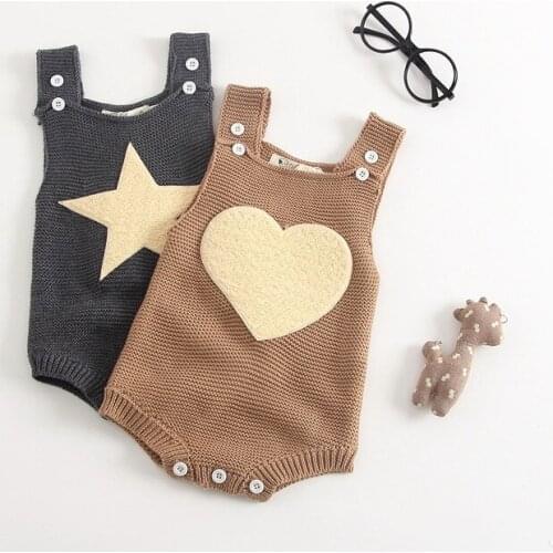 FEERIJT Babys Jumpsuit Newborn Babys Bodysuit Cotton Star Love Printing Ins Fashion Baby Girls Summer Knitting Clothes Cute