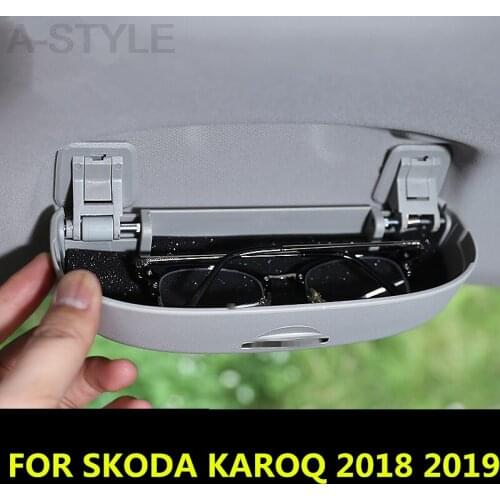 For SKODA KAROQ 2018 2019 Car Sunglasses Glasses Storage Case Box Holder Sunglass Case Box Holder Sunglasses Auto Accessories