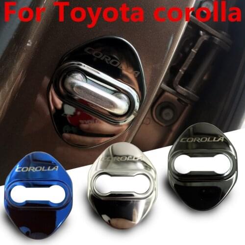 FLYJ 4PCS Car Door Lock Buckle cover car accessories interior Door Lock cover protector Buckle For Toyota corolla Car sticker