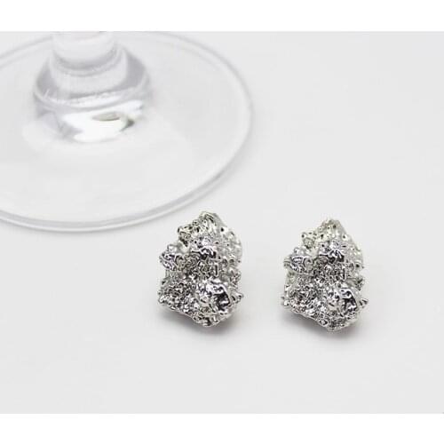 GSOLD Trendy Geometric Metal Lava Fold Texture Shaped Ear Stud Exaggerated Irregular Alloy Earrings Women Jewelry Accessories