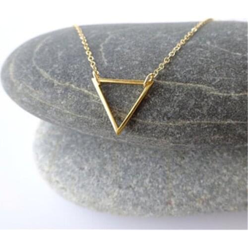 Classic Simple Geometry Necklace Jewelry. Tiny Triangle Geometric Pendant Necklace For Women