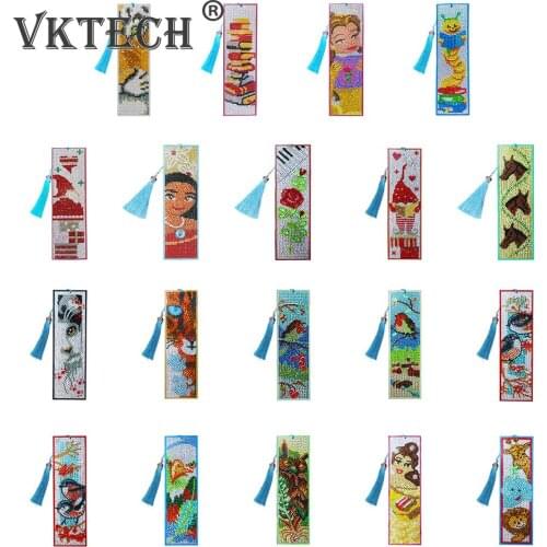 Book Mark 5D DIY Diamond Painting Leather Bookmark Embroidery Tassel Special Shape Drill Rhinestone Art Craft Book Lover Gift