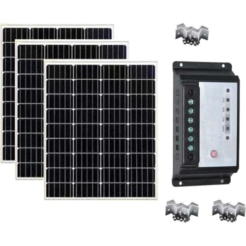 Solar Panel Kit Complete 100w 200w 300w Solar Charge Controller 12v/24v 20A PWM Pv Cable Bracket Caravan Camping Car Phone RV