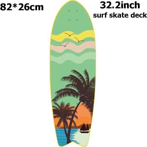 32 Fishtail Surf Skate Deck 8-Tier Canadian Maple Board Quality Land Surfing Carving Cruiser Skate Board Deck DIY Parts Supply