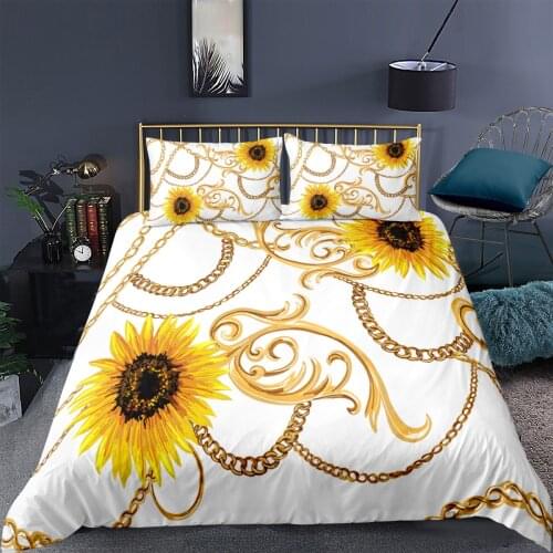 Fashion Sunflower Pattern Bedding Set Flowers Duvet Cover Comforter With Pillowcases Home Textiles Decor For Bedroom Quilt Cover