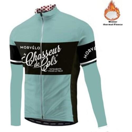 Mens Cycling Jersey Long sleeved cycling jersey Morvelo Winter Thermal Fleece breathable camouflage sports