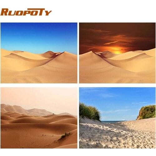 RUOPOTY DIY Painting By Numbers Desert On Canvas Oil Pictures For Adults Acrylic Frame Home Decoration Scenery Coloring By Numbe